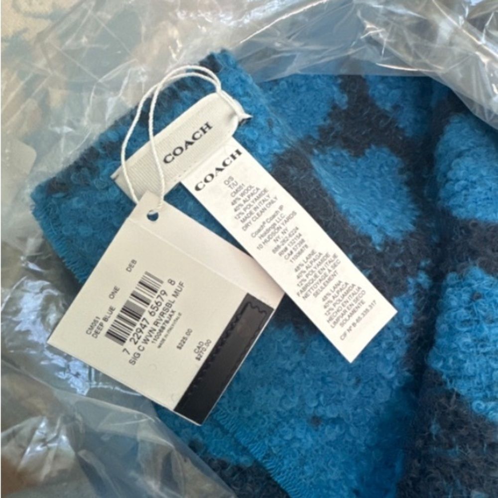 NWT WOOL/ALPACA Signature Muffler Scarf - BLUE - Picture 2 of 6